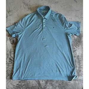 VINEYARD VINES Men's Green/Blue Striped Polo Shirt Size XXL Polyester